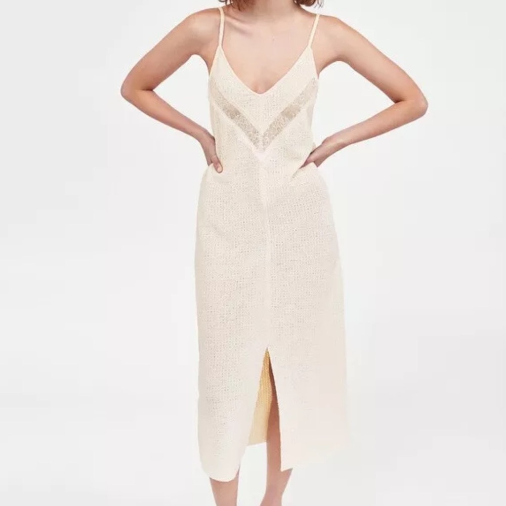 Lace Strappy Midi Dress in Ivory